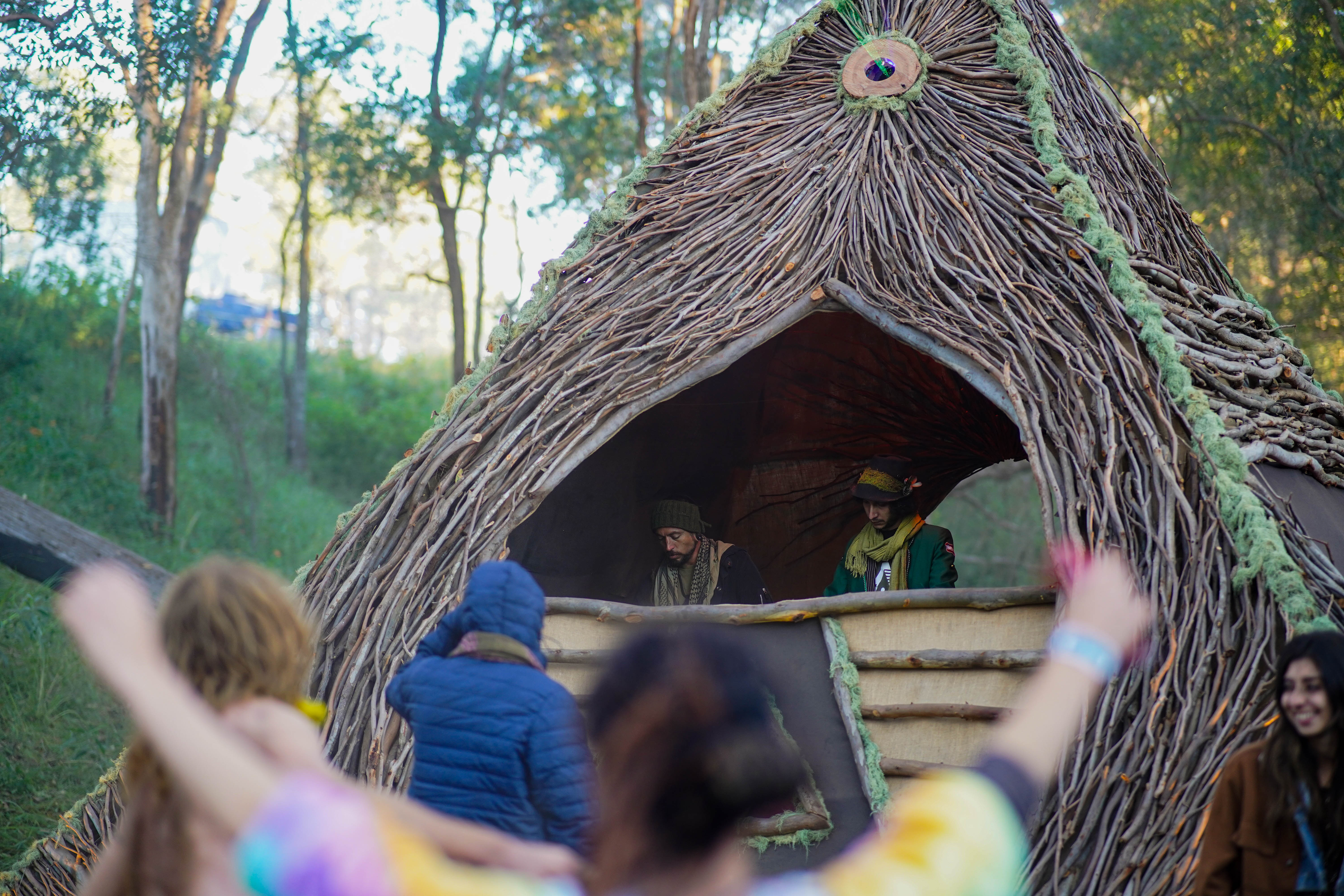 Akuandub performing live with percussion and electronics outdoors